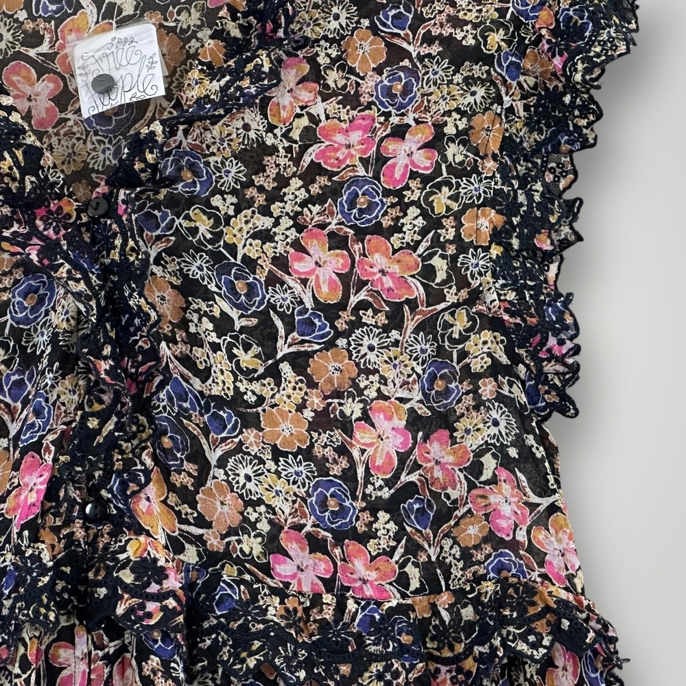 NEW Free People Maxi Dress Womens M Black Pink Floral Lace Boho OB1254357 India - Picture 5 of 10